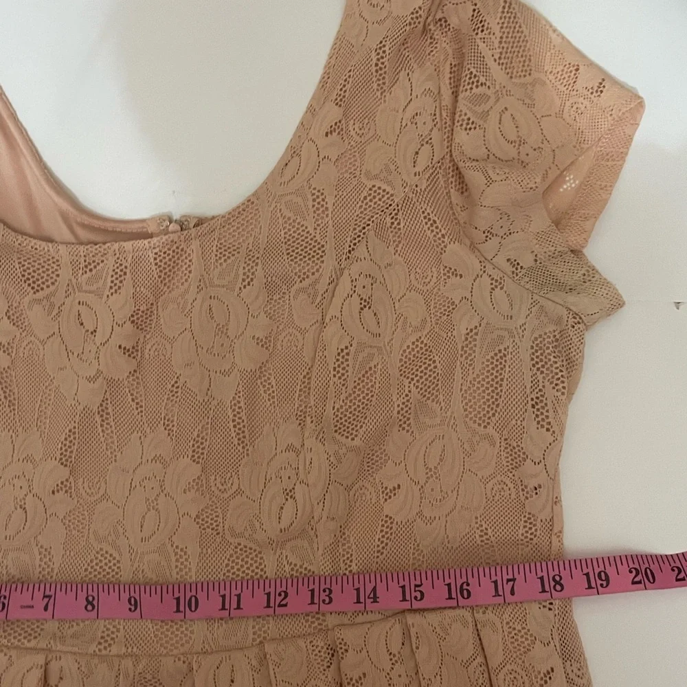Torrid 16 Blush Lace Tea length Dress Asymmetrical Scalloped hem fully lined - Picture 8 of 15